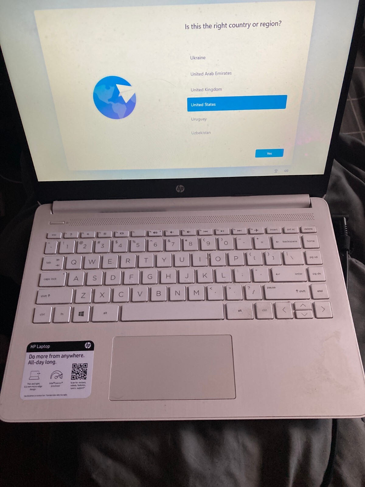 HP 14 inch (64GB, Intel Celeron N, 2.80GHz, 4GB) Laptop – White – 47X83UAABA