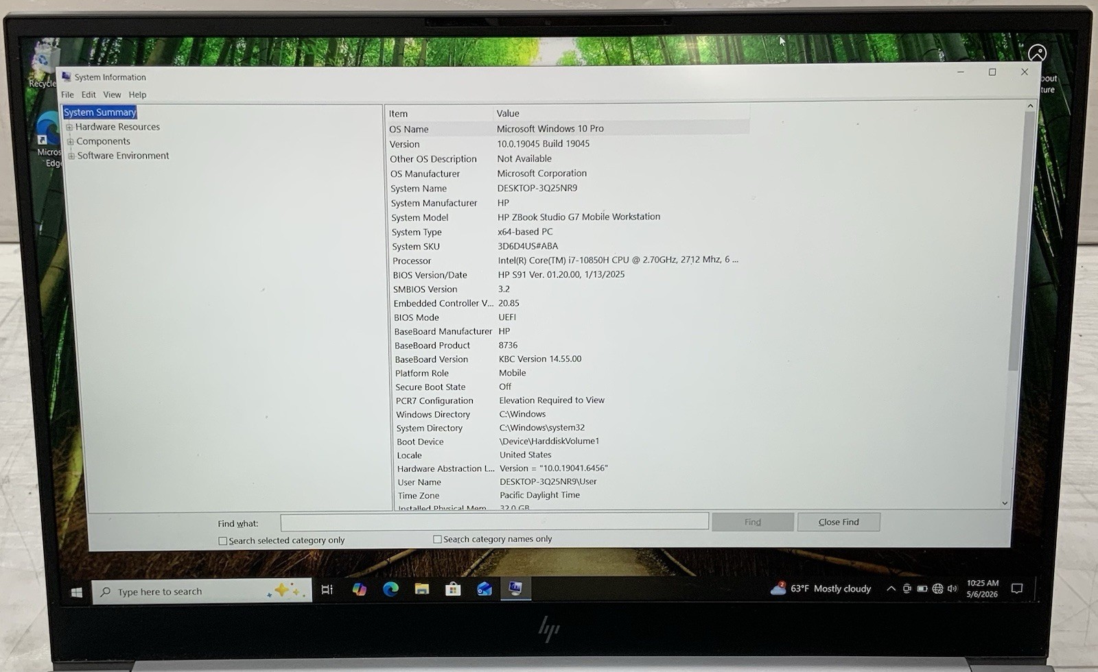 HP ZBook Studio G7 i7-10850H 2.70GHz, 512GB SSD, 32GB RAM, Quadro T2000, Win10P