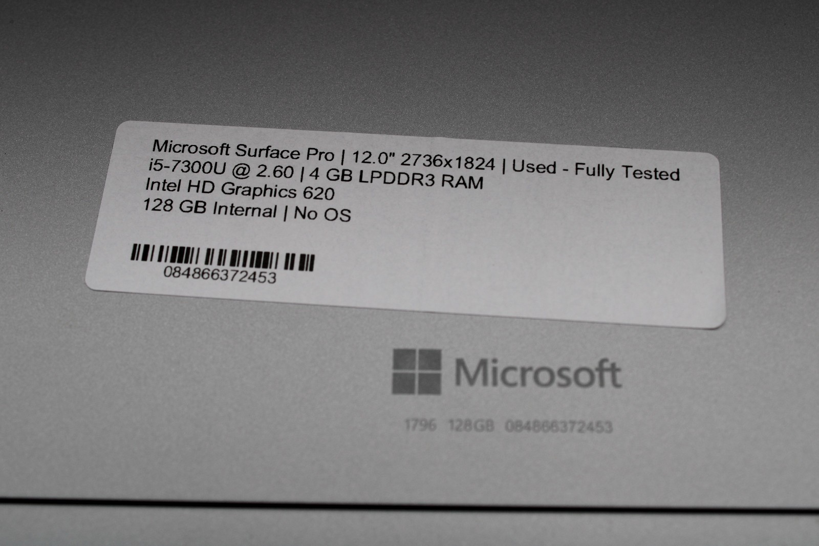 Microsoft Surface Pro 5 1796 i5-7300U 4GB RAM 128GB SSD No OS