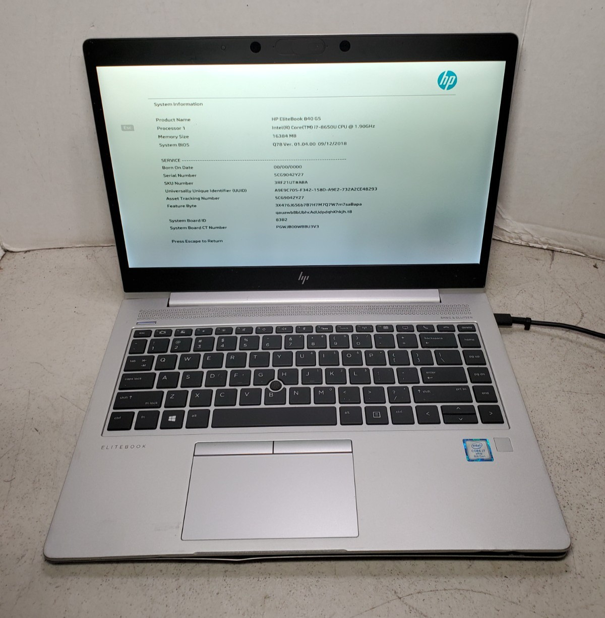 HP EliteBook 840 G6 14″ Laptop – i7-8650U 16GB RAM No SSD/OS! READ! #69