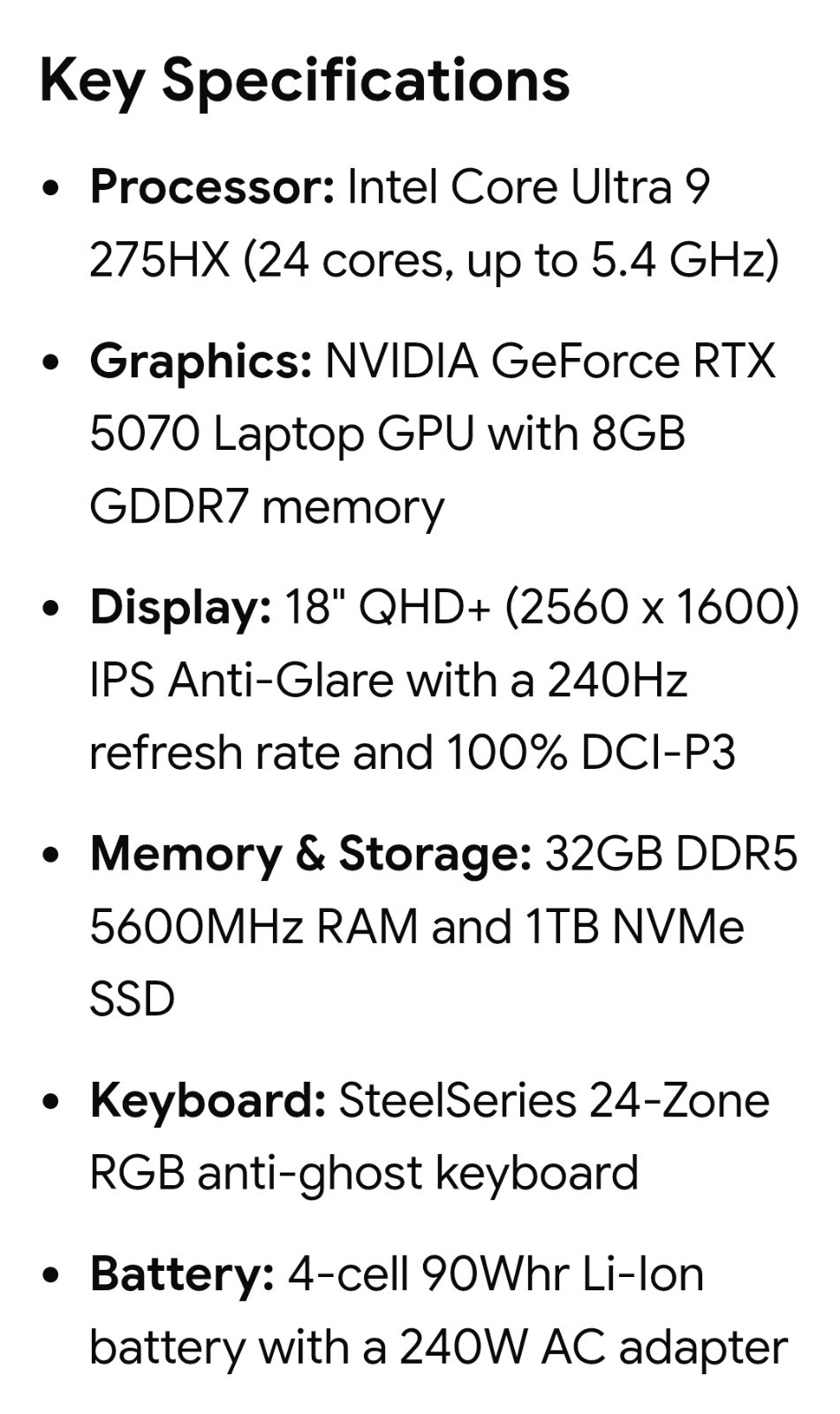 MSI Crosshair 18 HX AI A2XWGKG-012US 18″ Gaming Laptop QHD U9-275HX 5070 1TB