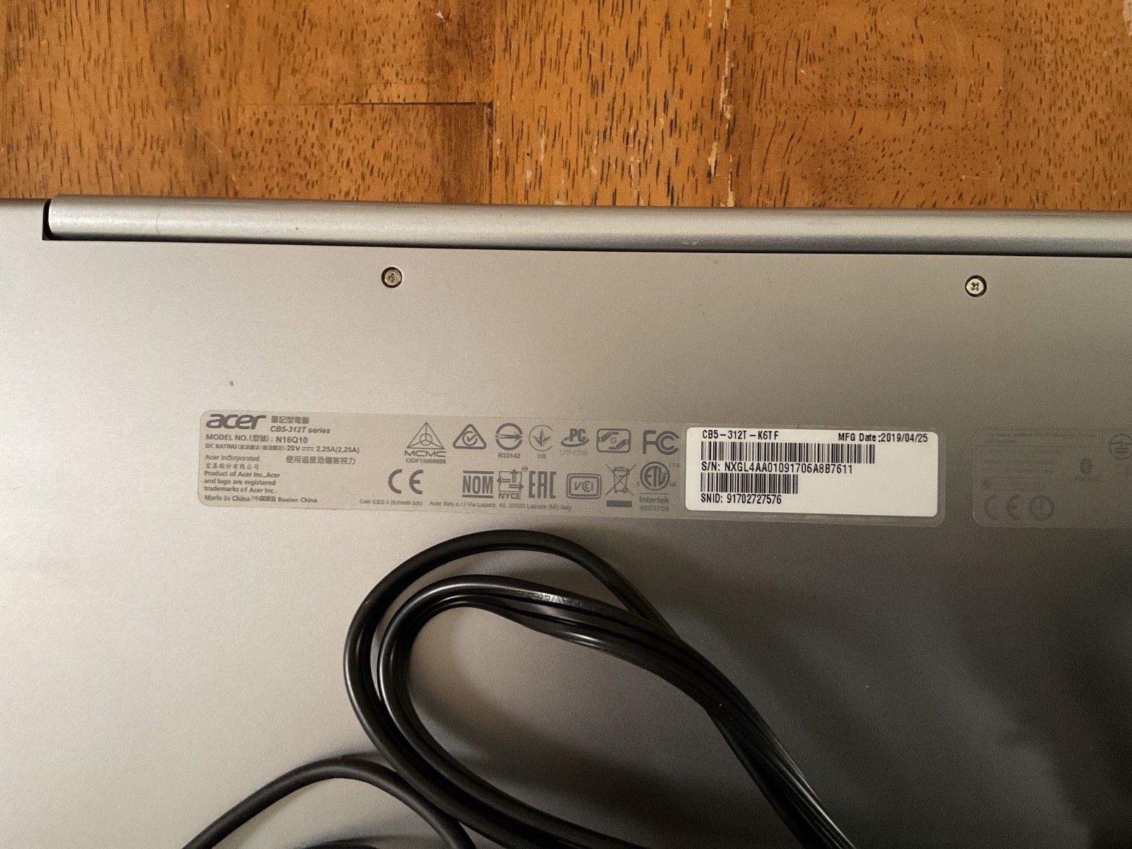 Acer Chromebook 13 CB5-312T-K6TF 13.3″ 32GB, Grey