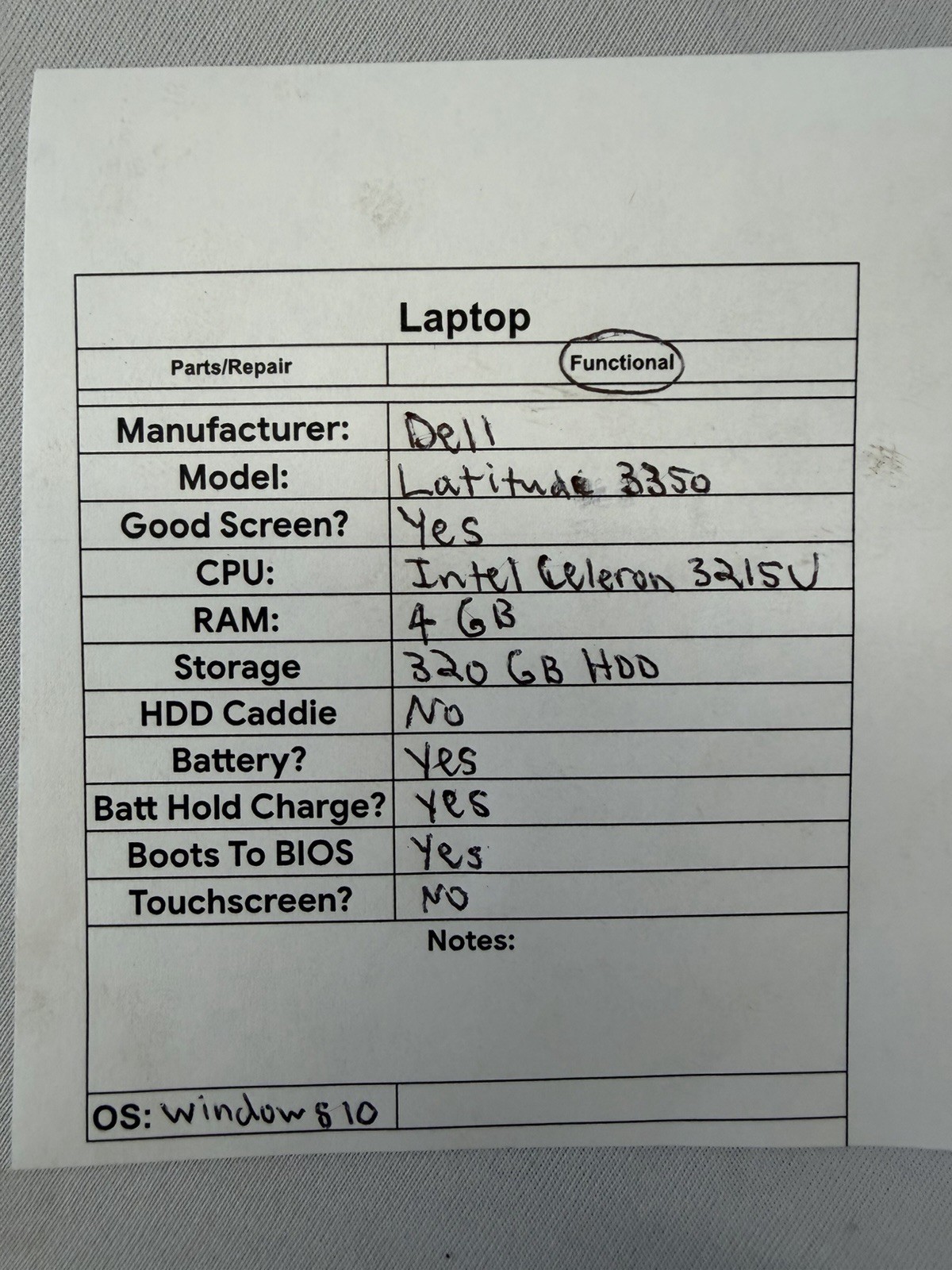 Dell Latitude 3350 Laptop – Good Screen – Intel Celeron 3215U – Read Des
