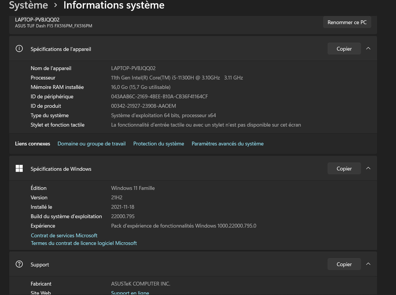 Ordinateur portable ASUS TUF Dash F15