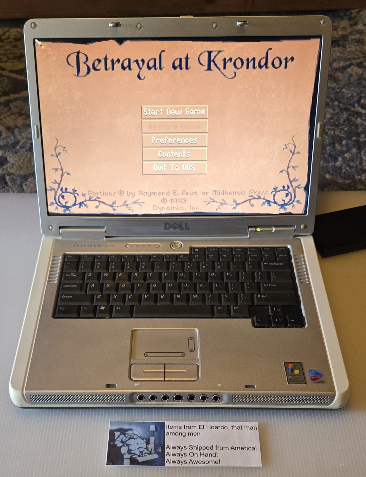 Dell inspiron 6000 laptop 1GB Ram 40GB HDD 1.6 Ghz Pentium M DVD Rom Windows XP