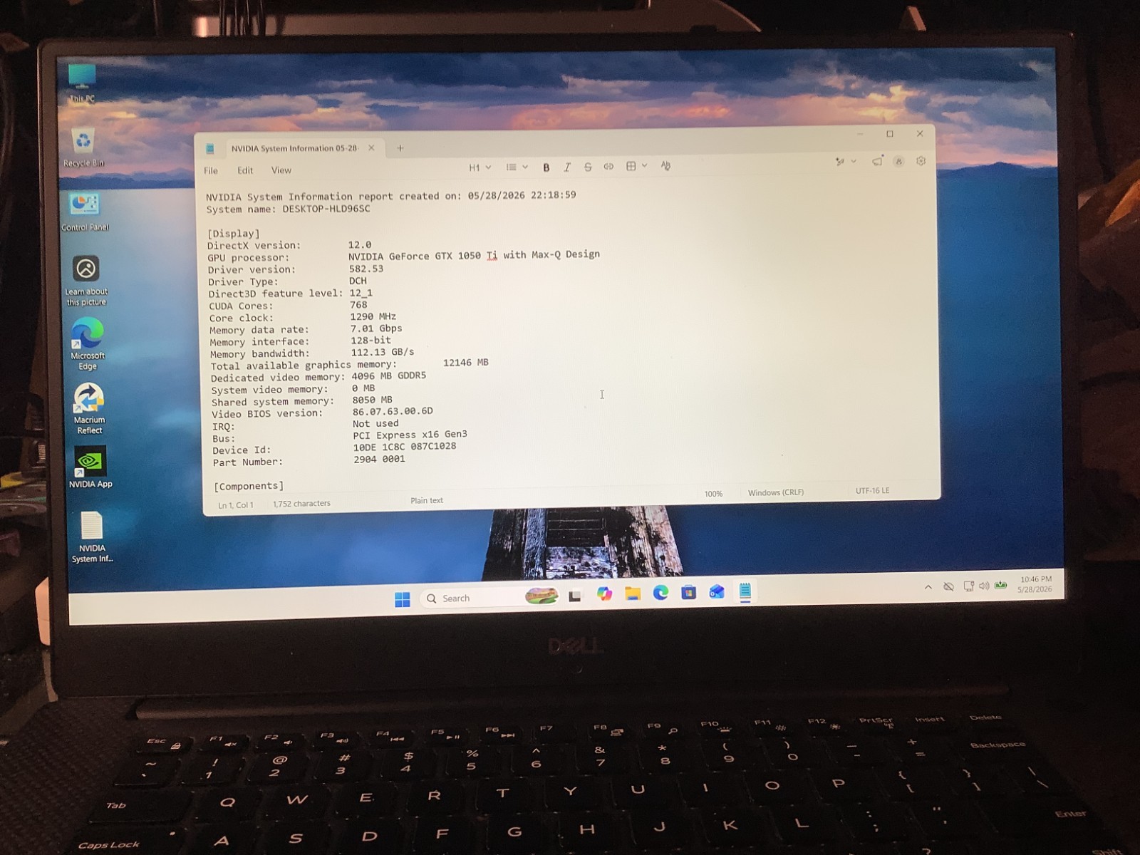 Dell XPS 9570, Gaming-GTX1050Ti, i7-8750H, 16GB – 512GB Windows 11 Home #439RJR2