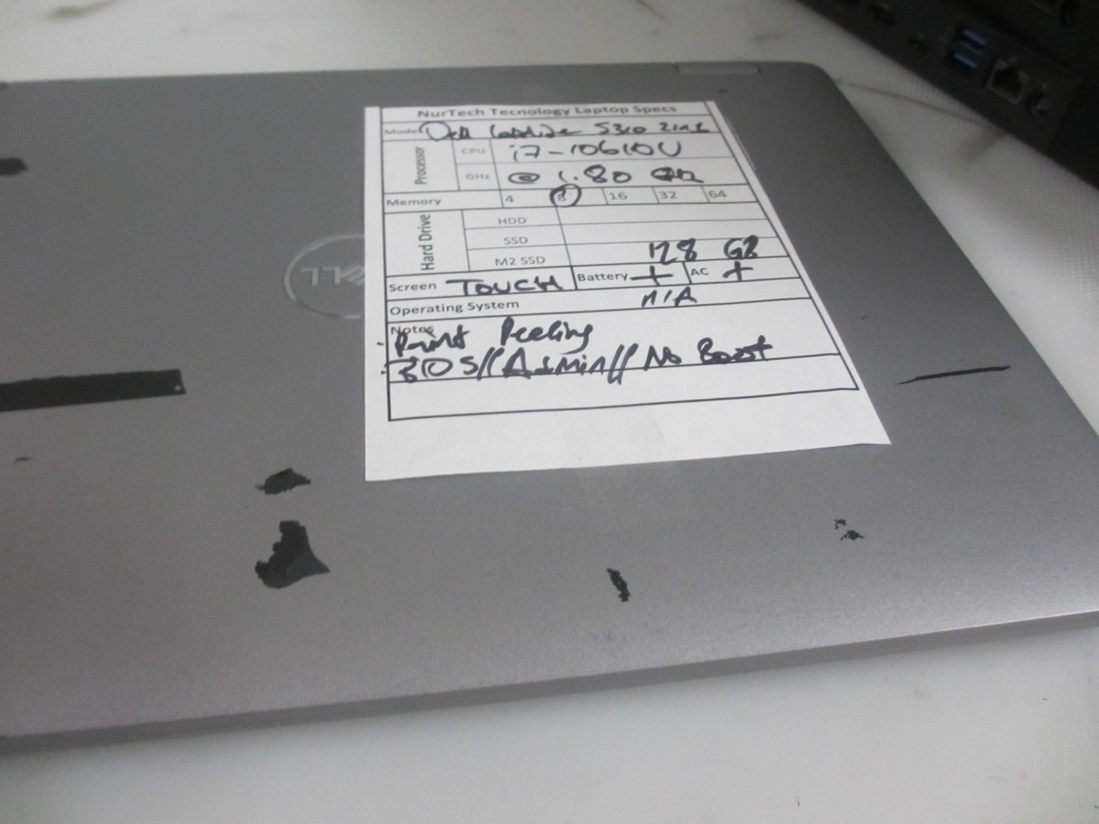 Dell Latitude 5310 2-in-1 i7-10610U 1.80GHz 8GB 128GB M2SSD Laptop NOOS BIOS