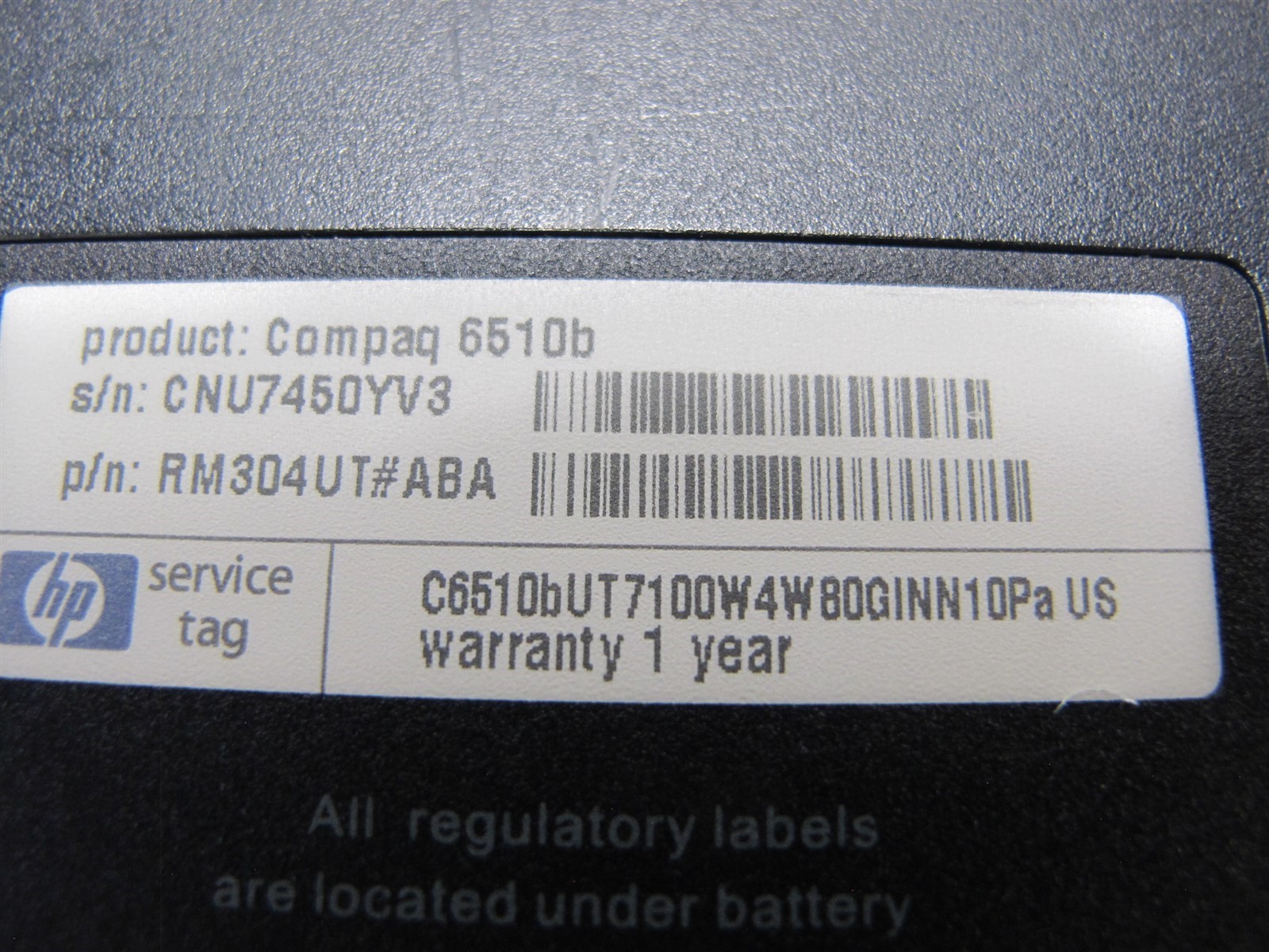 HP Compaq 6510B Laptop Core 2 Duo T7100 1.8GHz No HDD No OS