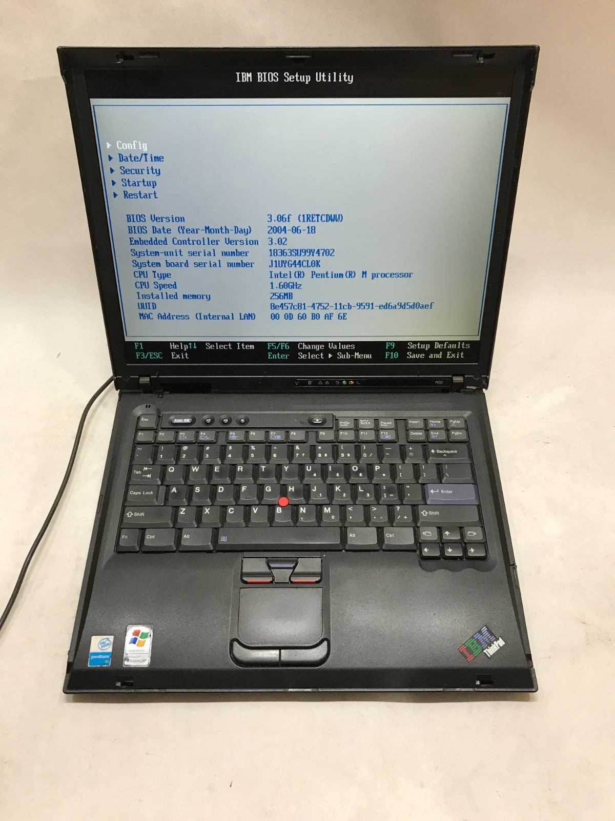 IBM ThinkPad R50 14″ Laptop Intel Pentium 256MB RAM NO HDD/OS Boots To BIOS – DW