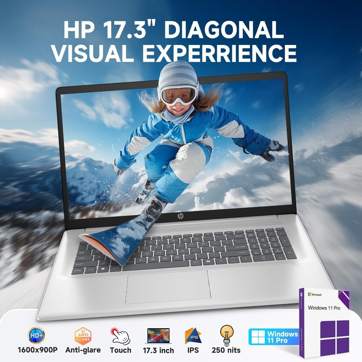 HP 17.3″ Laptop, 13th Gen Intel 12-Core Ultra 7 255U, Up to 32GB RAM 2TB SSD