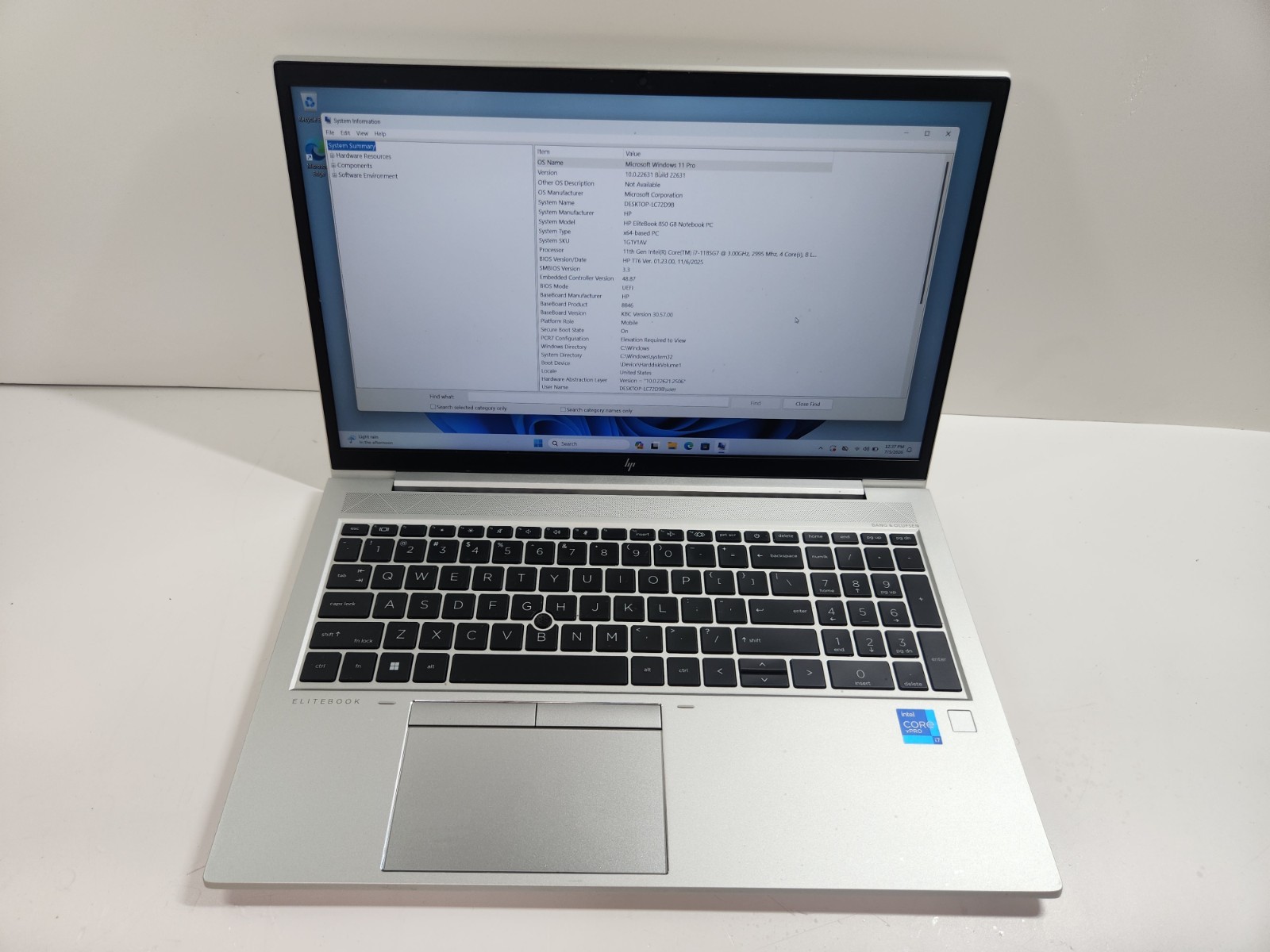 HP EliteBook 840 G8 i7-1185G7 16GB RAM 256GB SSD 17”