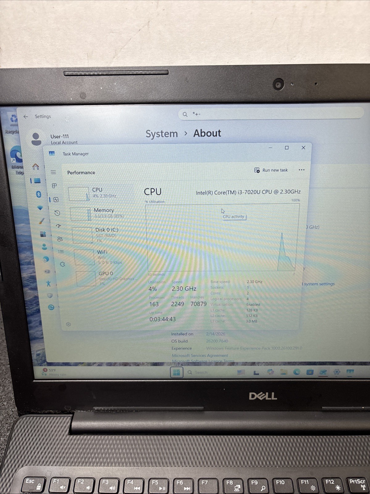 Dell Inspiron 3584 |15.4″| i3-7020U | 4GB Ram | 128GB SSD | WIN 11