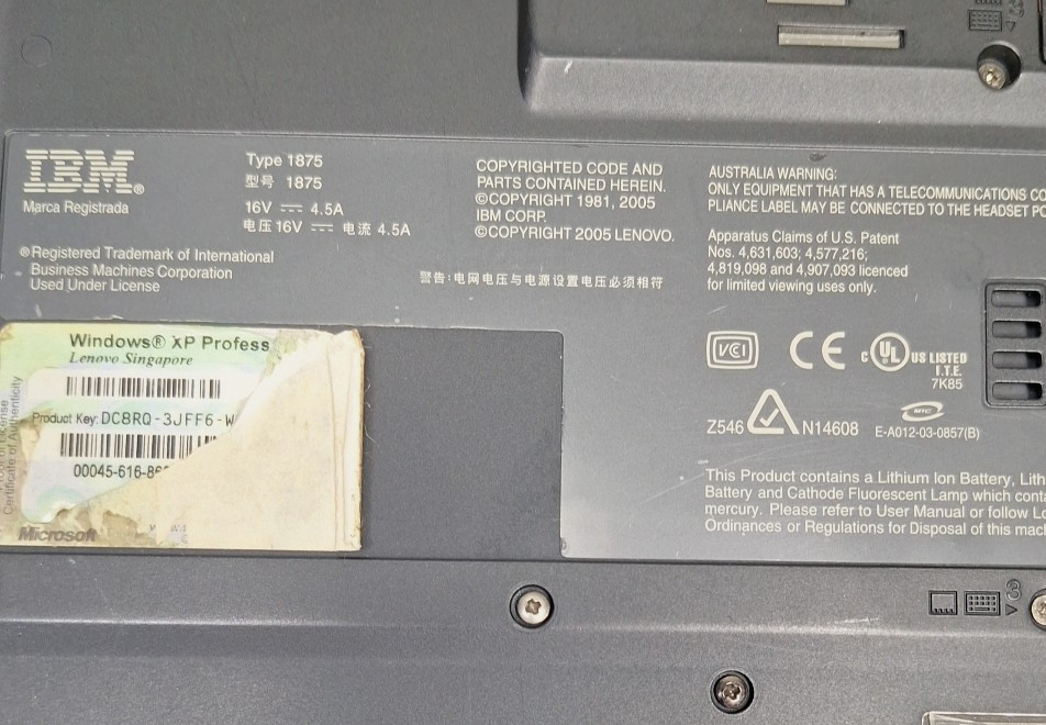 IBM Thinkpad T43 Laptop Powers On – For Parts