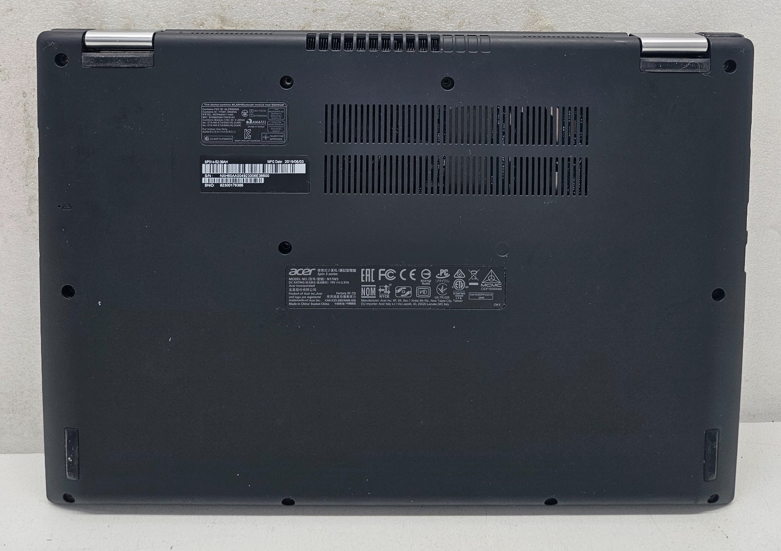 Acer Spin SP314-52-39AH Laptop Intel i3-8145U 4GB Ram NO HD/OS (FL)
