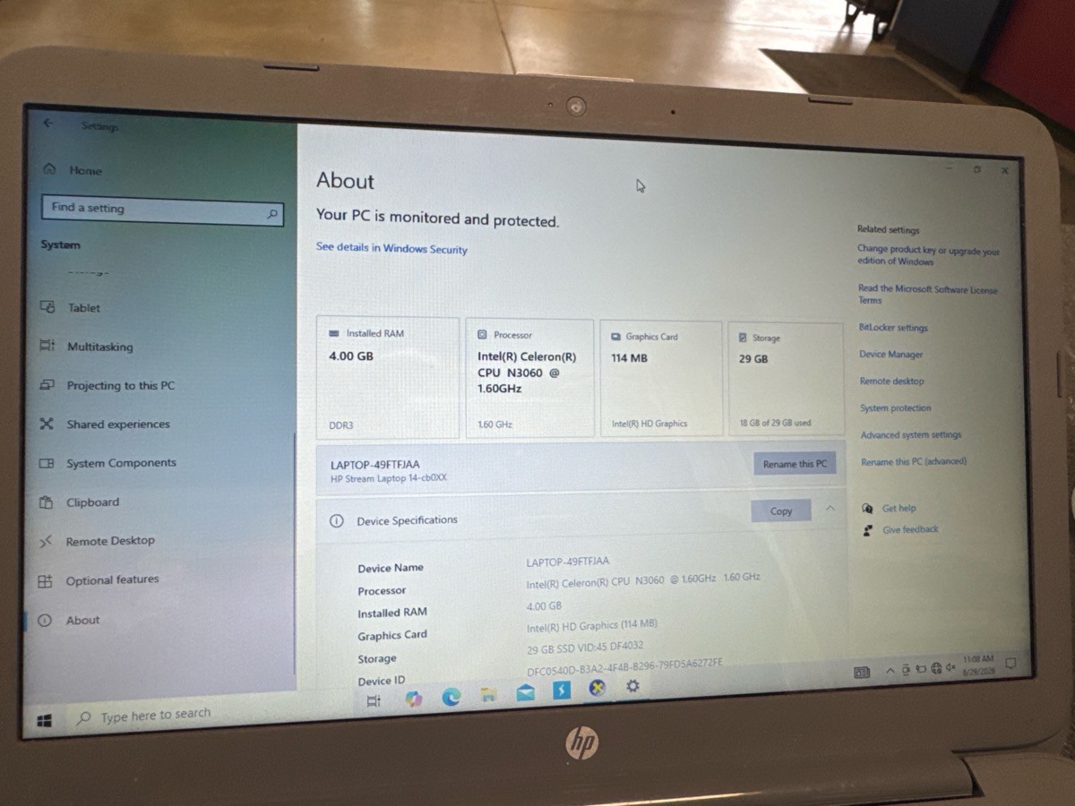 HEWLETT PACKARD STREAM NOTEBOOK 11-R014WM (P05025507)