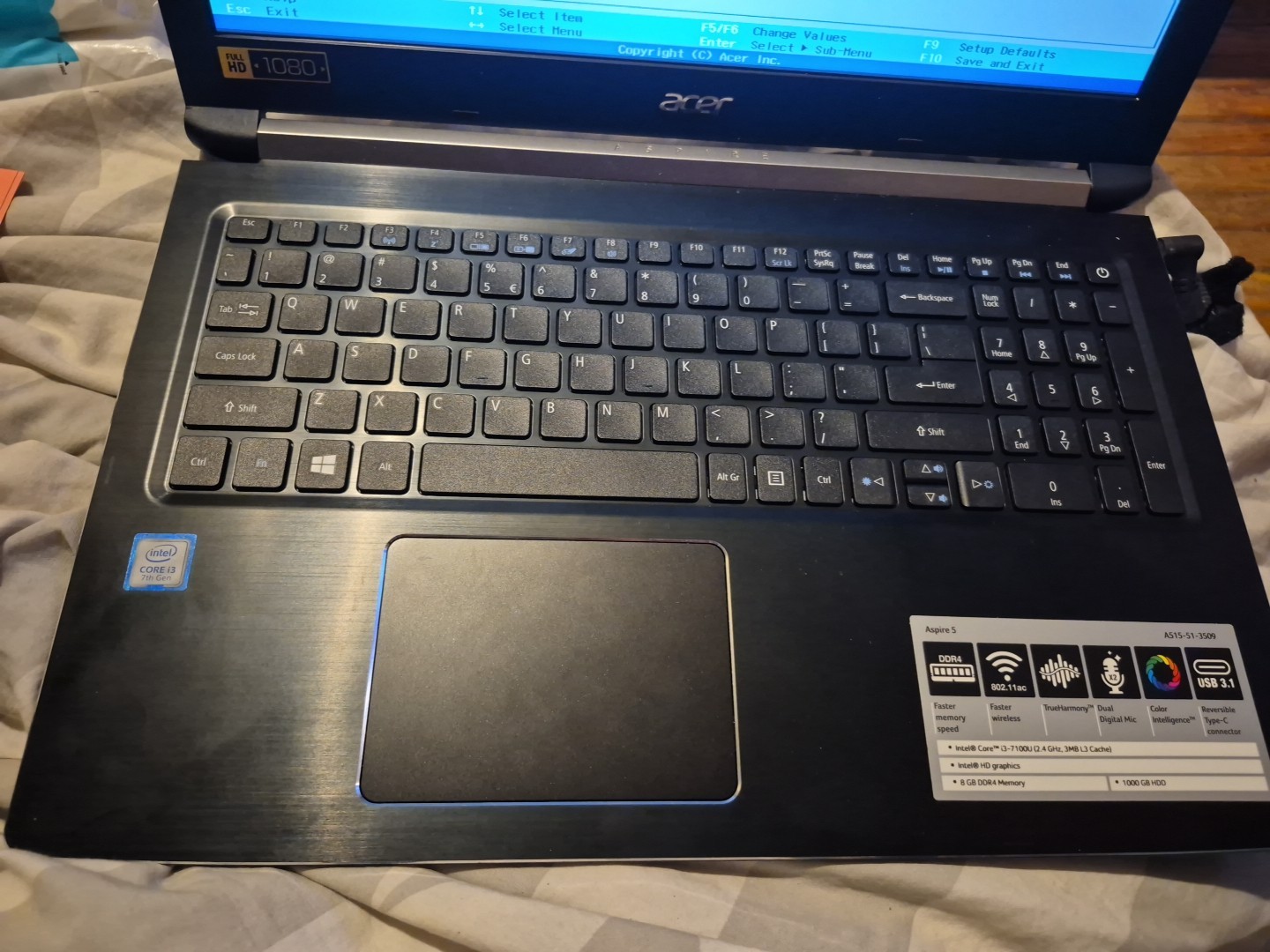 *Bad Battery*Acer Aspire 5 A515-51-3509 15.6″ Laptop/i3-7100U/4GB/500 GB HDD