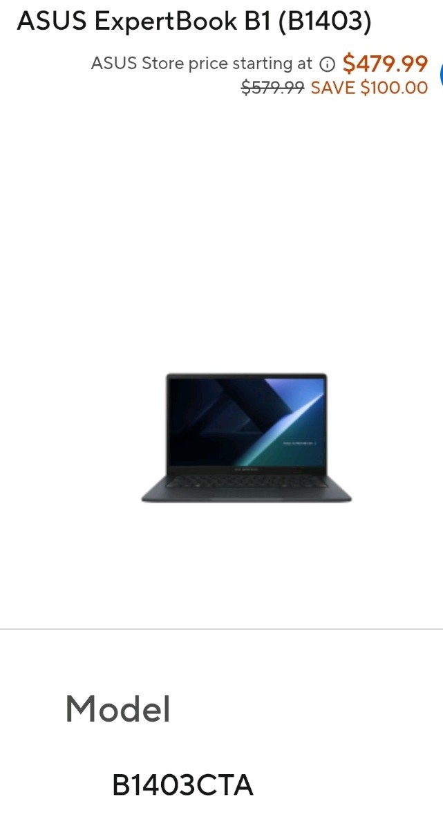 ASUS ExpertBook B1 (B1403) B1403CTA 14 in Laptop Gen 2 16GB SSD USB-C