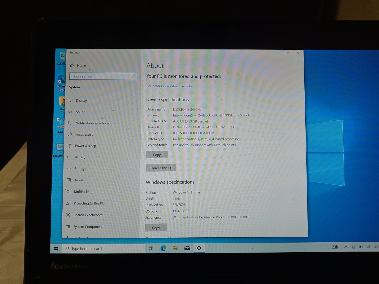 Lenovo ThinkPad Yoga 12.5″ Laptop Intel Core i5-4300U-4GB 128GB SSD WIN10 HOME