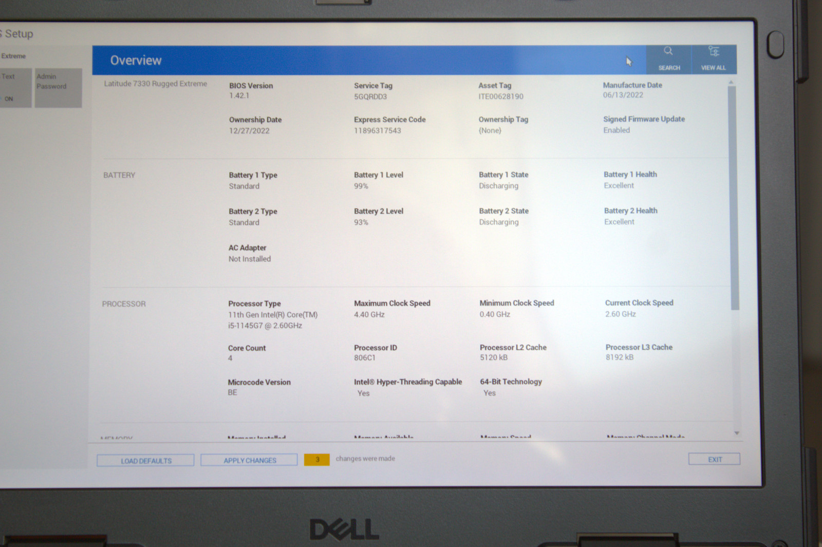 Dell Latitude 7330 Rugged Extreme i5-1145G7 New 2TB SSD 16GB RAM Fingerprint