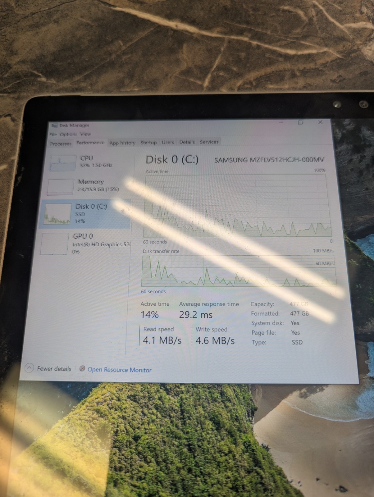 Microsoft Surface 1703 i7-6600U 16GB 512GB Win 10 NO KEYBOARD DAMAGED SHELL