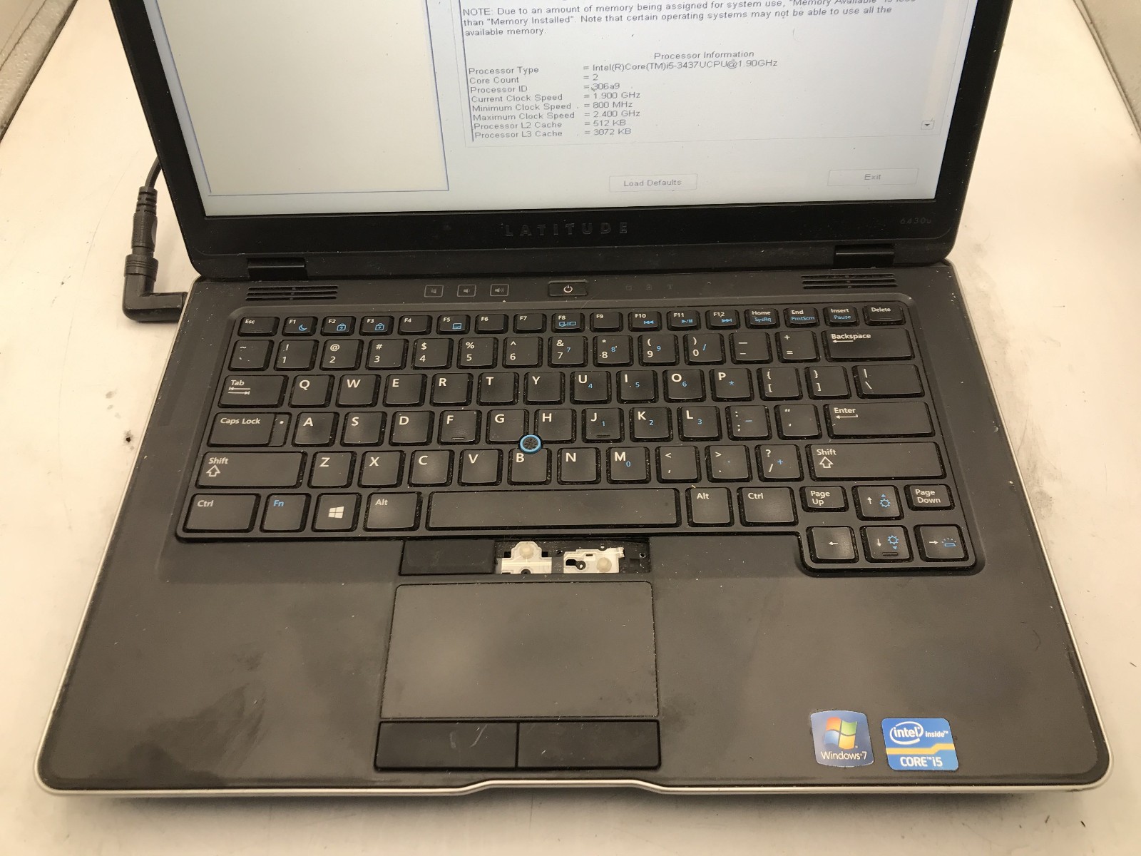 DELL LATITUDE 6430U – BOOTS TO BIOS – INTEL I5 3437U – NO RAM – READ DESC – BB!!