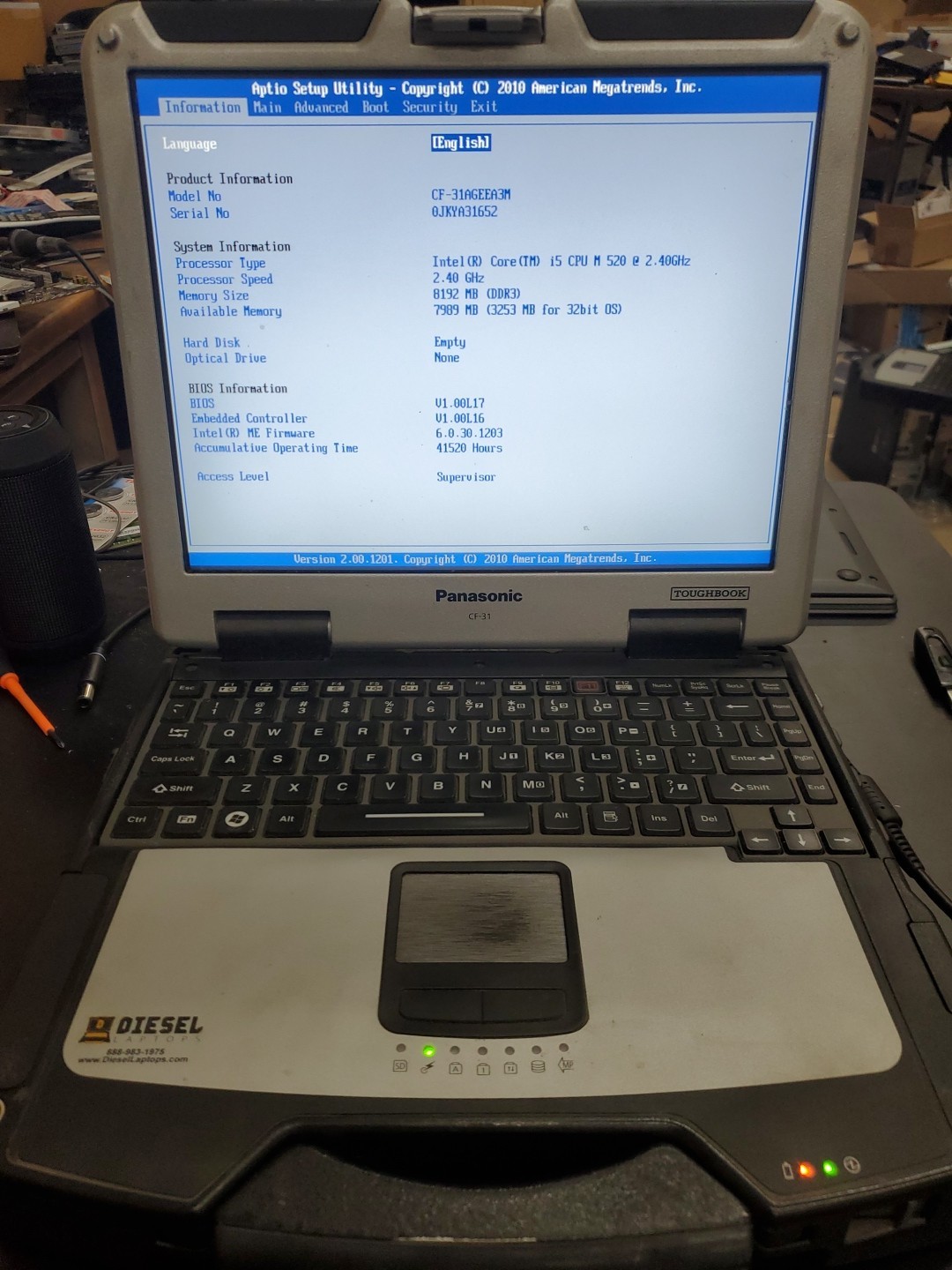 Panasonic Toughbook CF-31 MK-1 i5 520M @ 2.40GHz 8GB 41520HRS Diesel