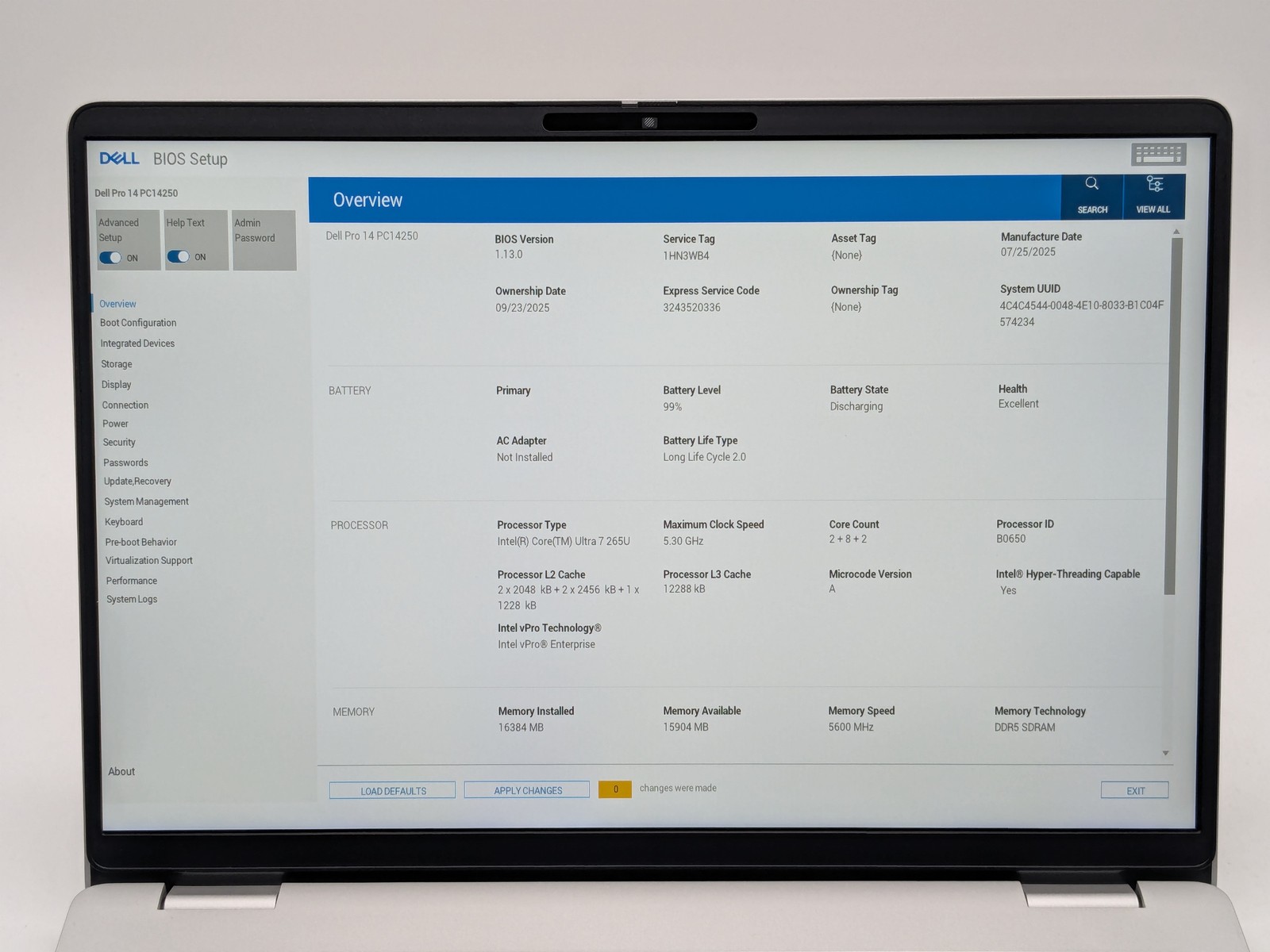 Dell Pro 14 PC14250 14″ FHD+ ULTRA 7 265U 512GB 16GB W11P Backlit IRCam Warranty