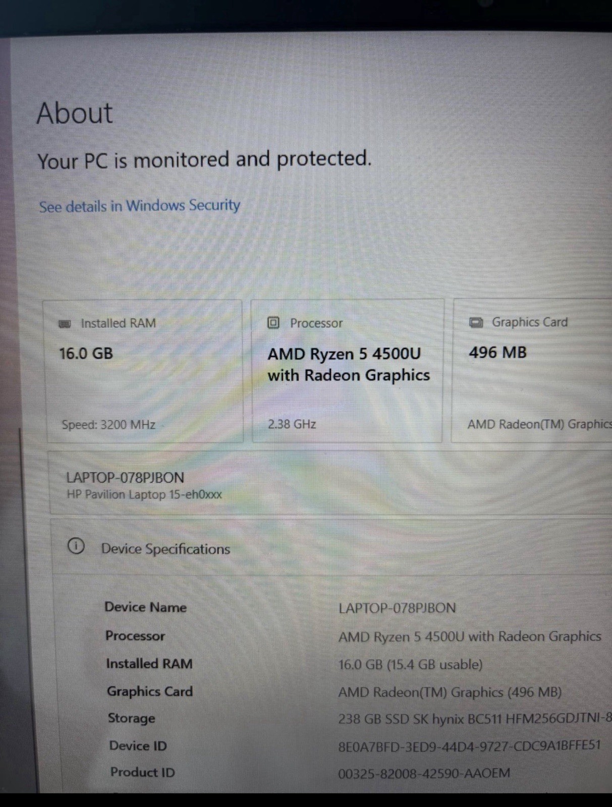HP pavilion laptop 15-eh0xx silver
