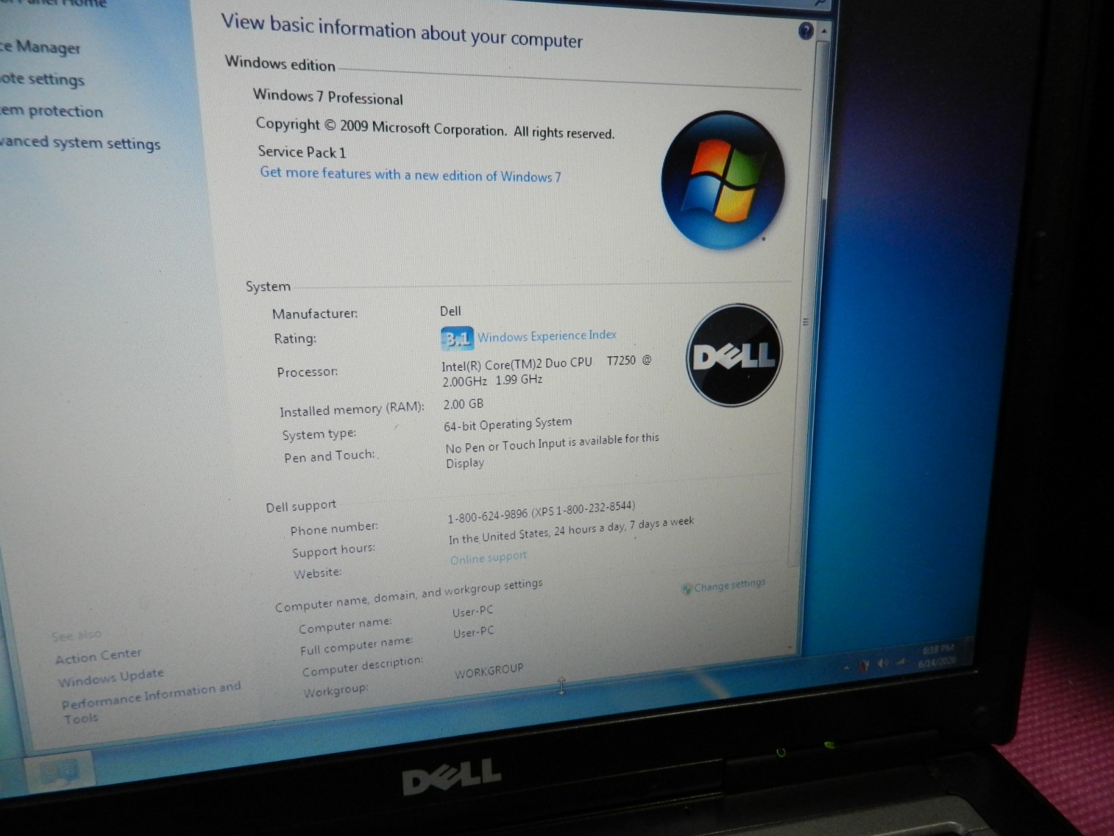 Dell Latitude D830 Core 2 Duo Boots Windows 7 w/ Charger 2GB ram 80gb SSD