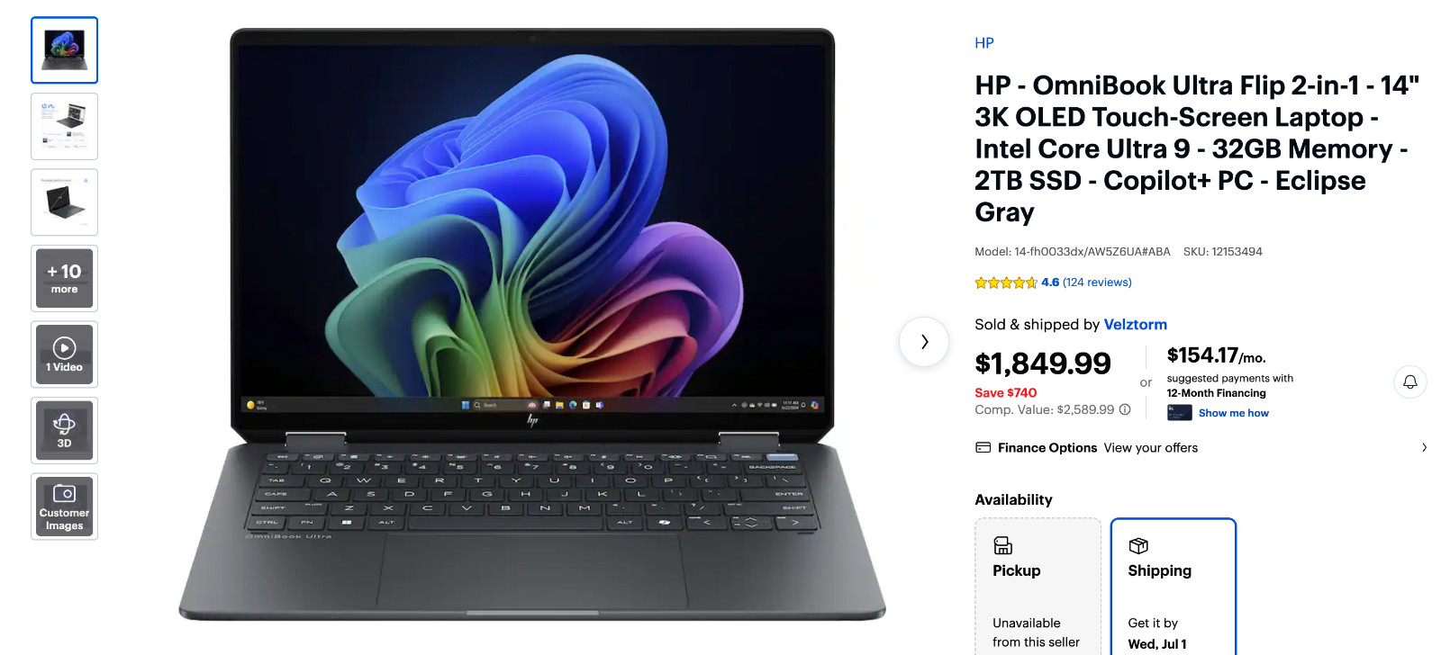 HP Omnibook Ultra Flip 14″ 3K OLED Touch Laptop Intel Ultra 9 32GB RAM 2TB SSD