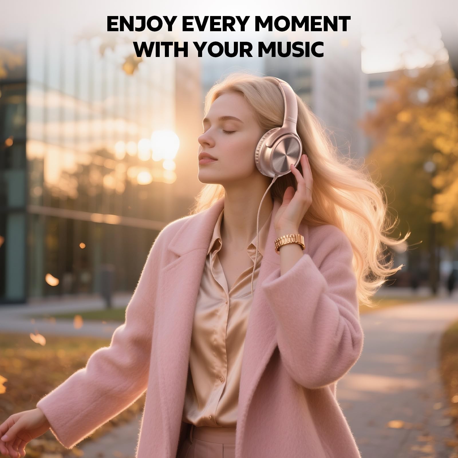 Cowyawn Over-Ear Wired Headphones w/Mic, Foldable, 3.5mm Jack, HD Stereo