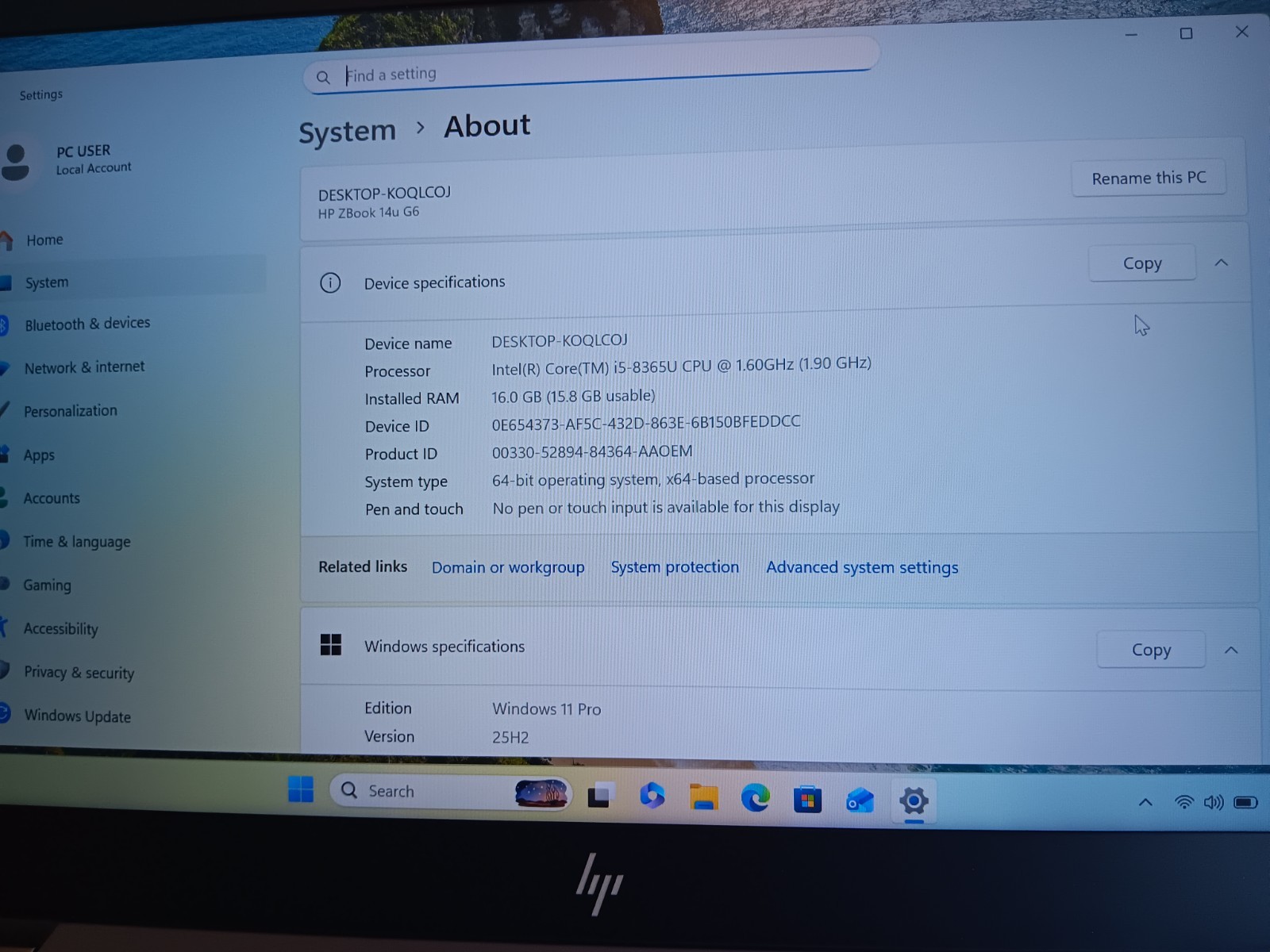 HP ZBook 14U G6 Laptop(256GB SSD Intel Core i5-8365U 1.9GHz 8GB RAM) Laptop