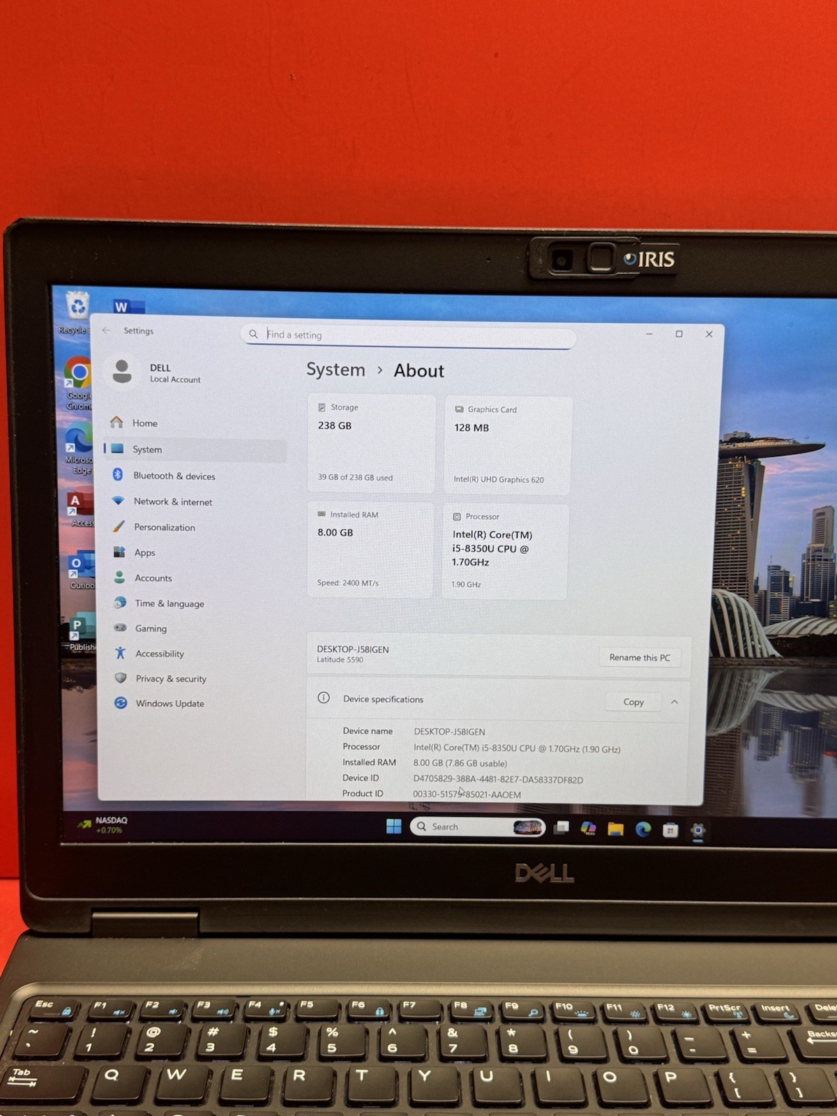 Dell Latitude 5590 15.6″ 8th i5 1.7GHz 8GBRAM 256GB SSD Windows 11pro