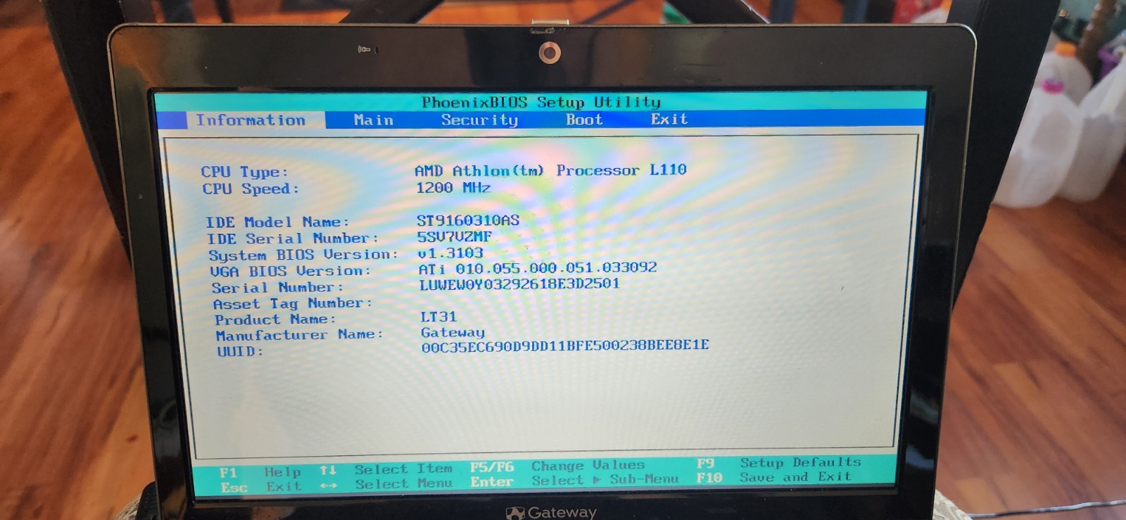 Gateway Notebook, 11.5″, LT3111h, Athlon 64 L110 1200MHz, 1GB RAM, 160GB, NO OS