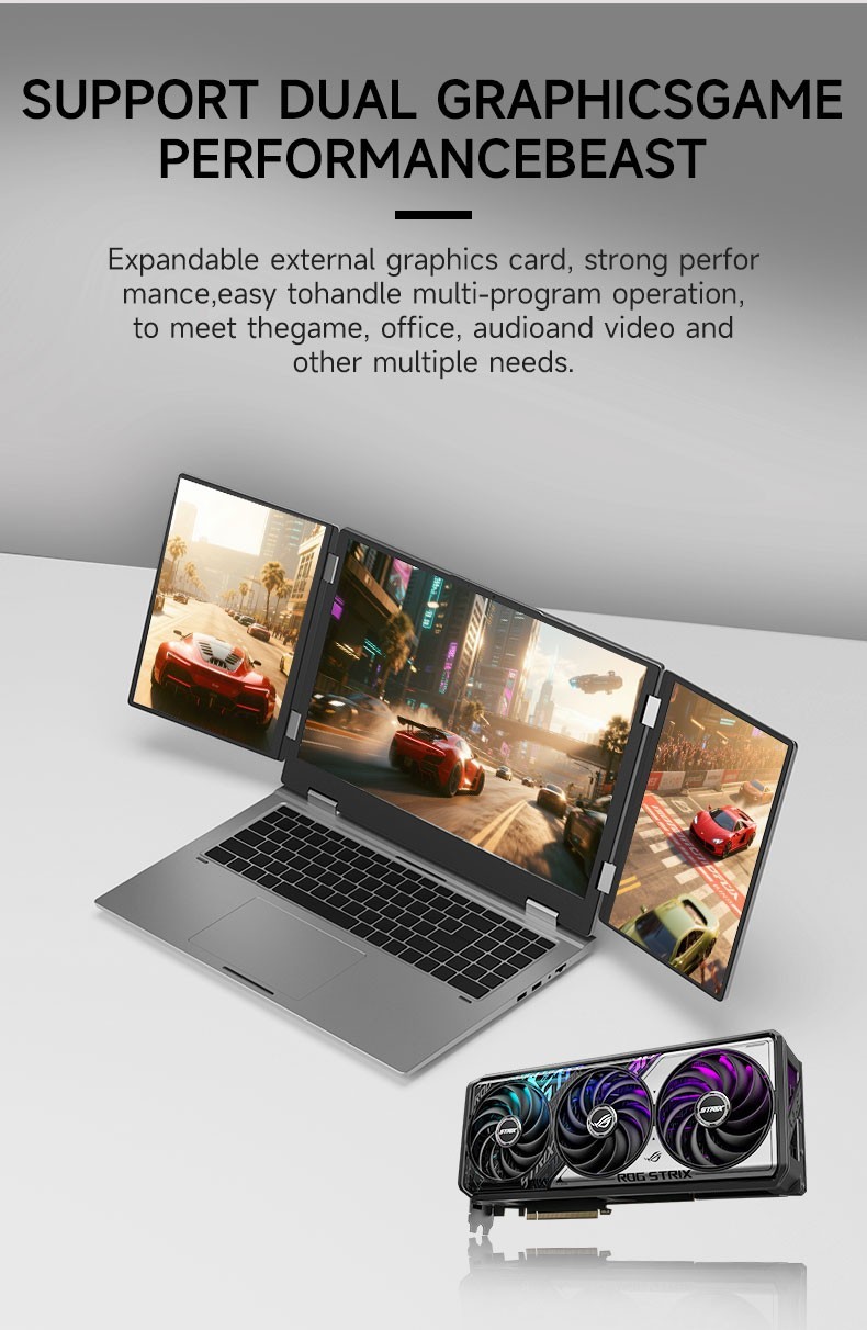 Face recogniti 16 inch 3 Scree Foldable i7 Laptop 32G RAM 2TB SSD Win11 Computer
