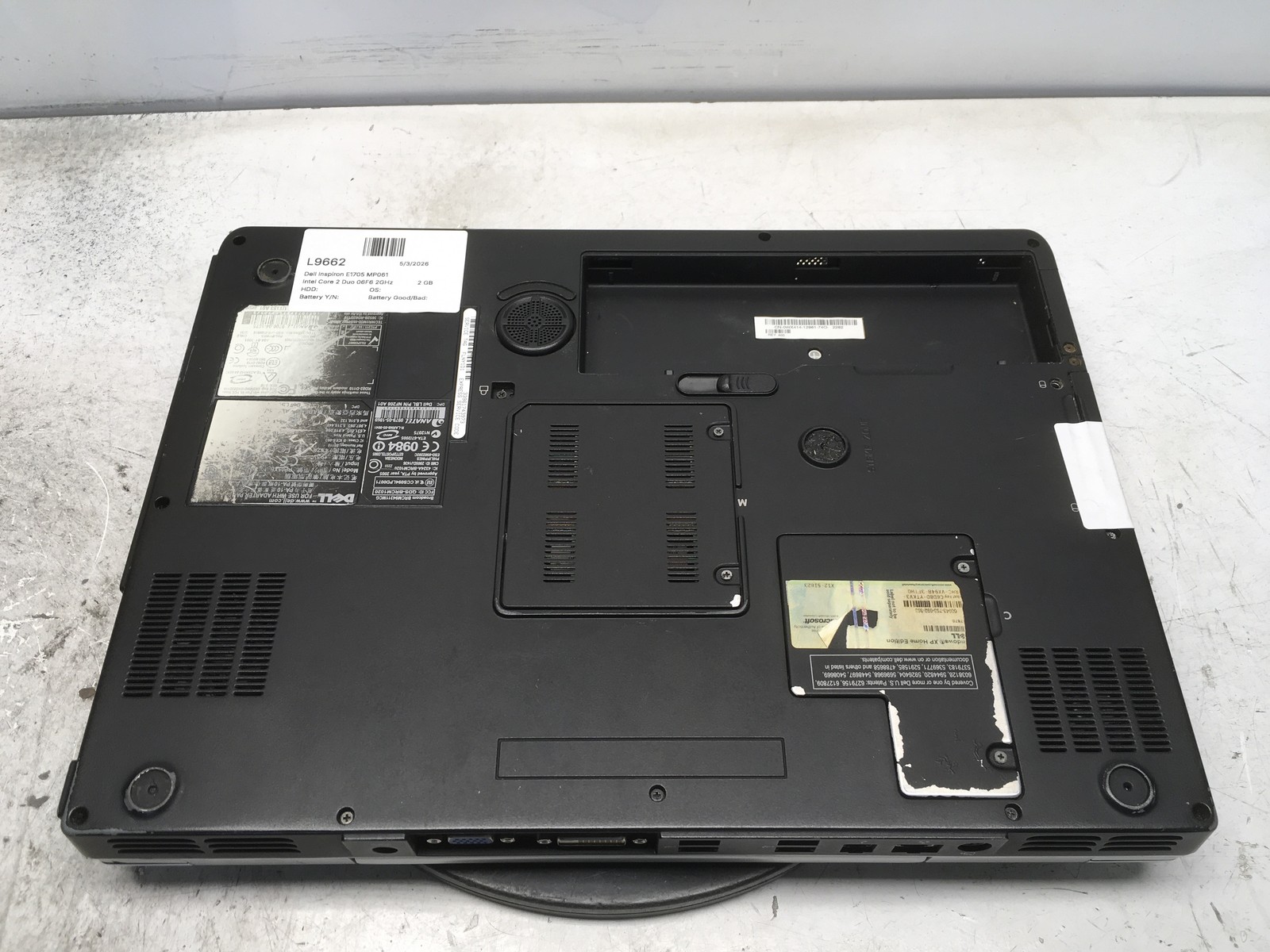 Dell Inspiron E1705 MP061 Intel Core 2 Duo 06F6 2GHz 2 GB NO HDD No Batt