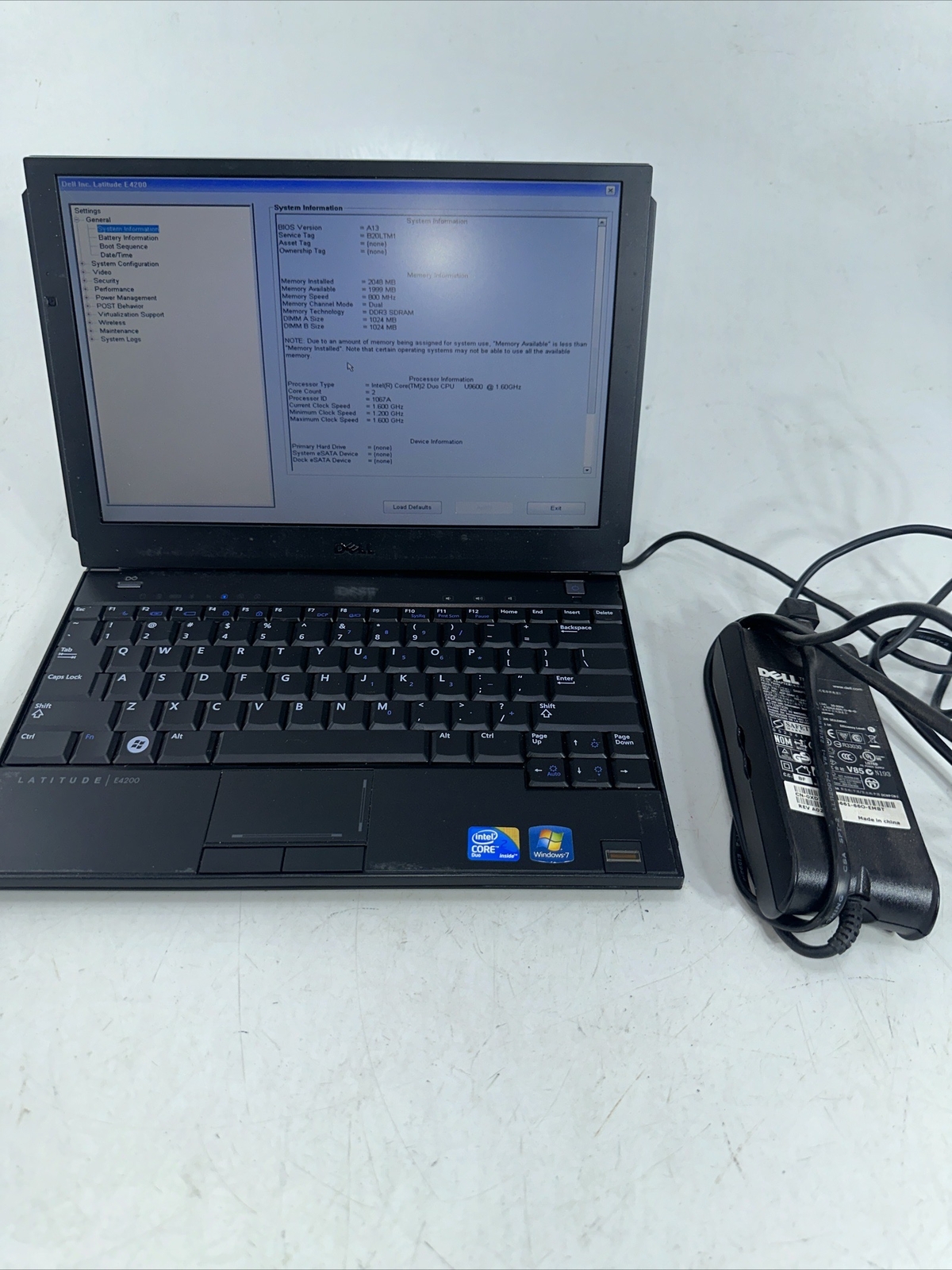 Dell Latitude E4200 Intel Core 2 DUO CPU U9600 @ 1.60GHZ / 2GB / NO Hard drive