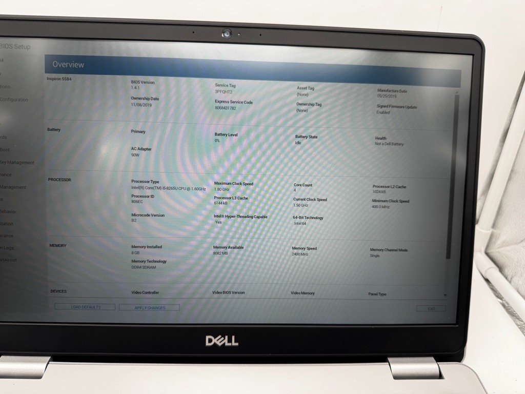 Dell Inspiron 15 5000 15.6″ i5 8th Gen 8GB 256GB SSD Win11 FHD Silver BATT DEAD