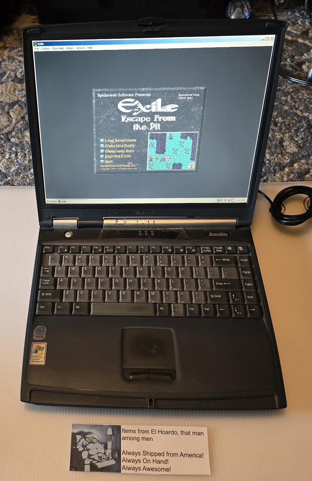 Toshiba Satellite 1000-S157 30GB HDD, 768MB RAM, Celeron 1GHZ READ