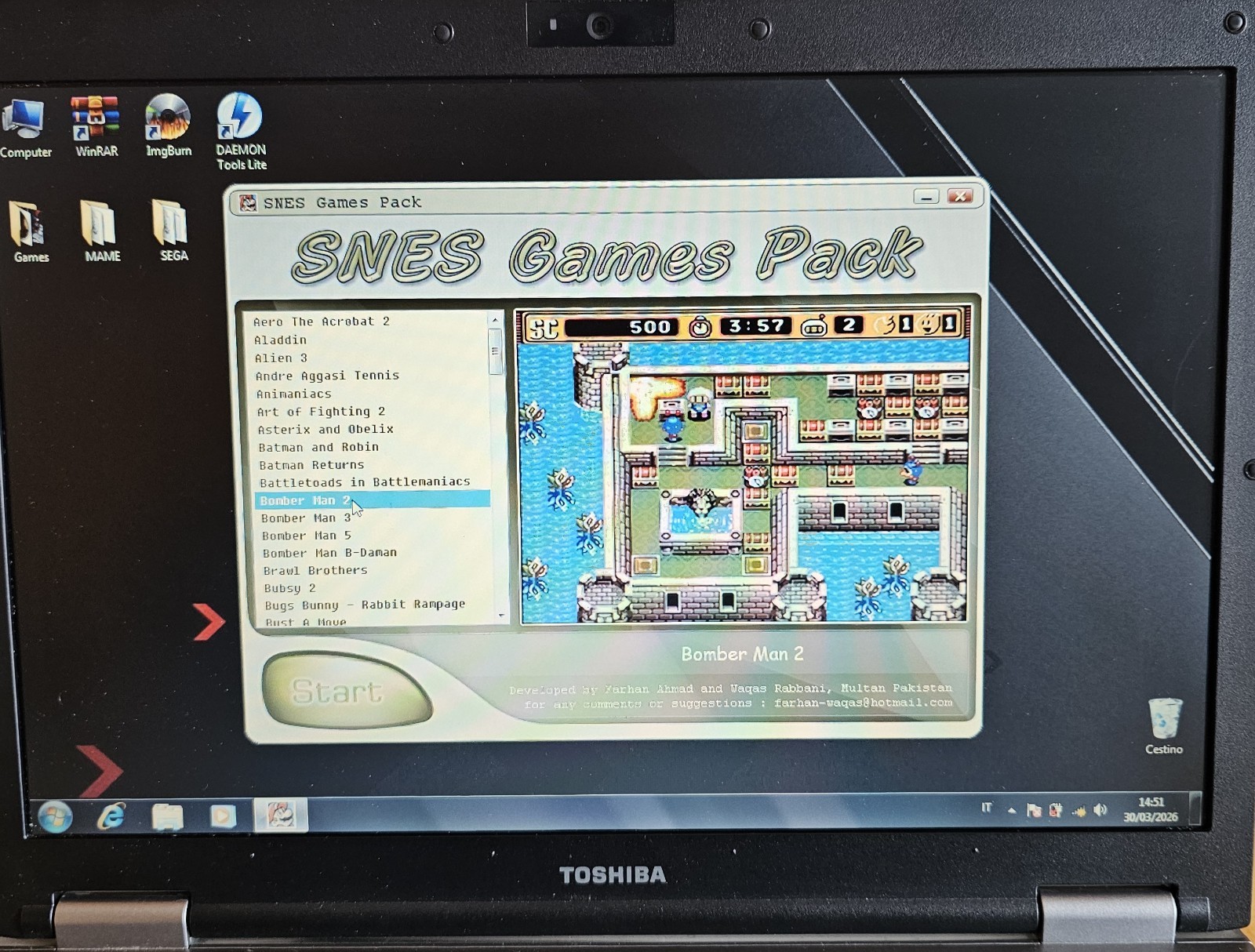 Toshiba Tecra A10-124 Windows 7 15.4″ Retrogaming N64 PS1 SNES SEGA Notebook PC