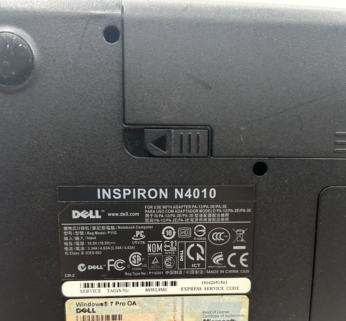 Dell Inspiron N4010 Laptop Intel Pentium P6100 3GB Ram 500GB HDD, For Parts