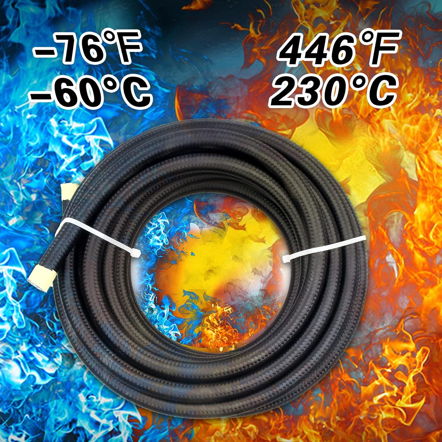 6AN PTFE Fuel Line Kit, Nylon Stainless Steel Braided Fuel Hose, LS Swap EFI E85