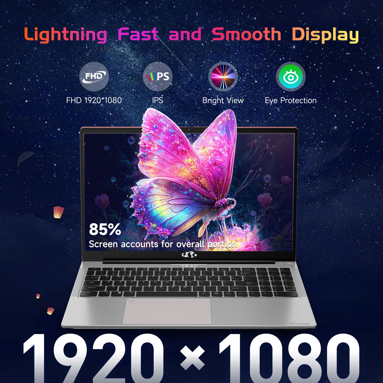 NIMO 15.6 FHD Laptop 8GB RAM 128GB SSD Intel Pentium Quad-Core N100 WiFi 6
