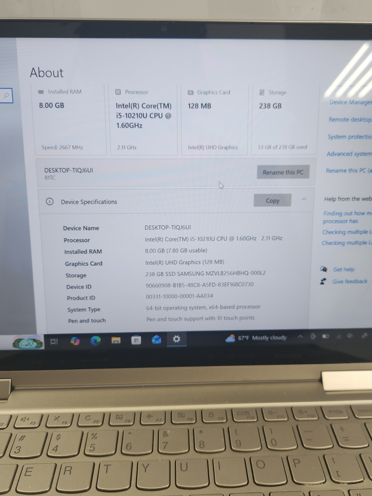 Lenovo Yoga 14in 2-n-1 Laptop, i5 10th Gen, 8GB RAM, 256GB SSD, Win 10 Pro READ!