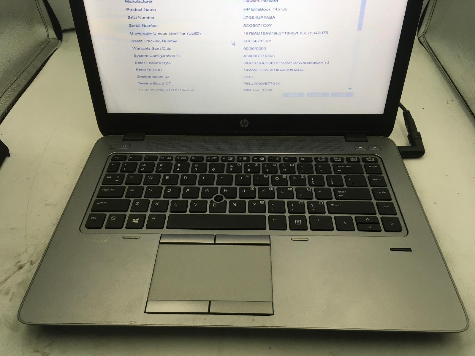 HP ELITEBOOK 745 G2 – BOOTS TO BIOS – AMD A SERIES PRO – NO RAM – NO OS -READ-BB