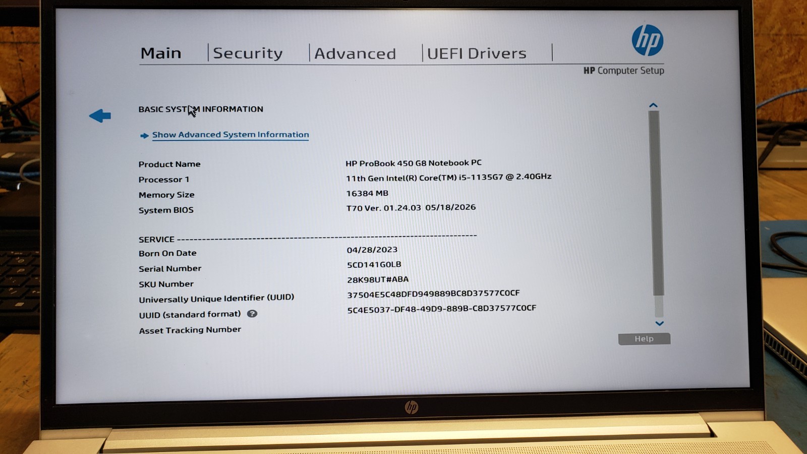 HP ProBook 450 G8 15.6″, Intel Core i5 11th Gen 2.40 GHz, 16GB RAM, 256GB NVME