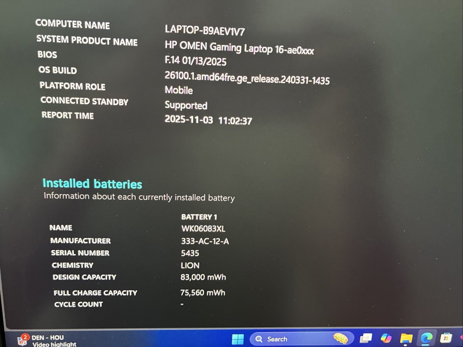 HP Gaming Laptop Omen 16 16.1” FHD 165Hz i7-14700HX 16GB RAM 512GB SSD RTX 4070