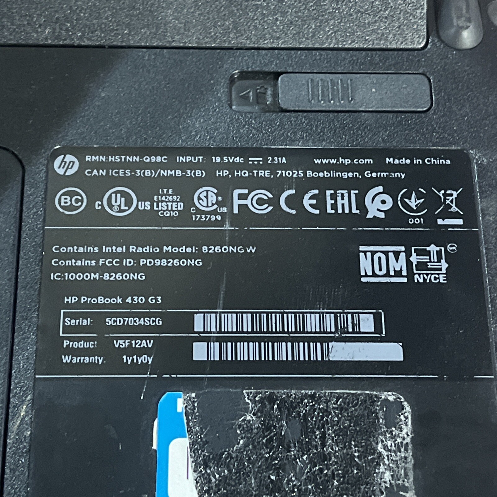 HP PROBOOK 430 G3 INTEL CORE I5-6300U 2.40GHZ 8GB RAM NO HD