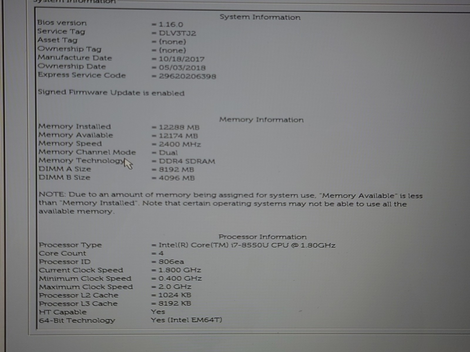 Dell Inspiron 15 7573 2-in-1 15.6″ FHD i7-8550U 12GB RAM 256GB SSD No OS