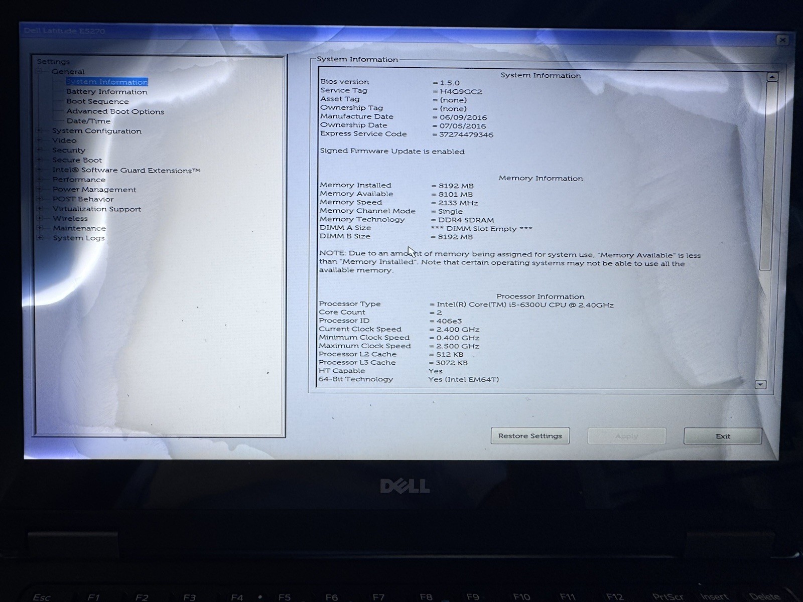 Dell Latitude E5270 Laptop 12″ Intel Core i5 6th Gen bad screen